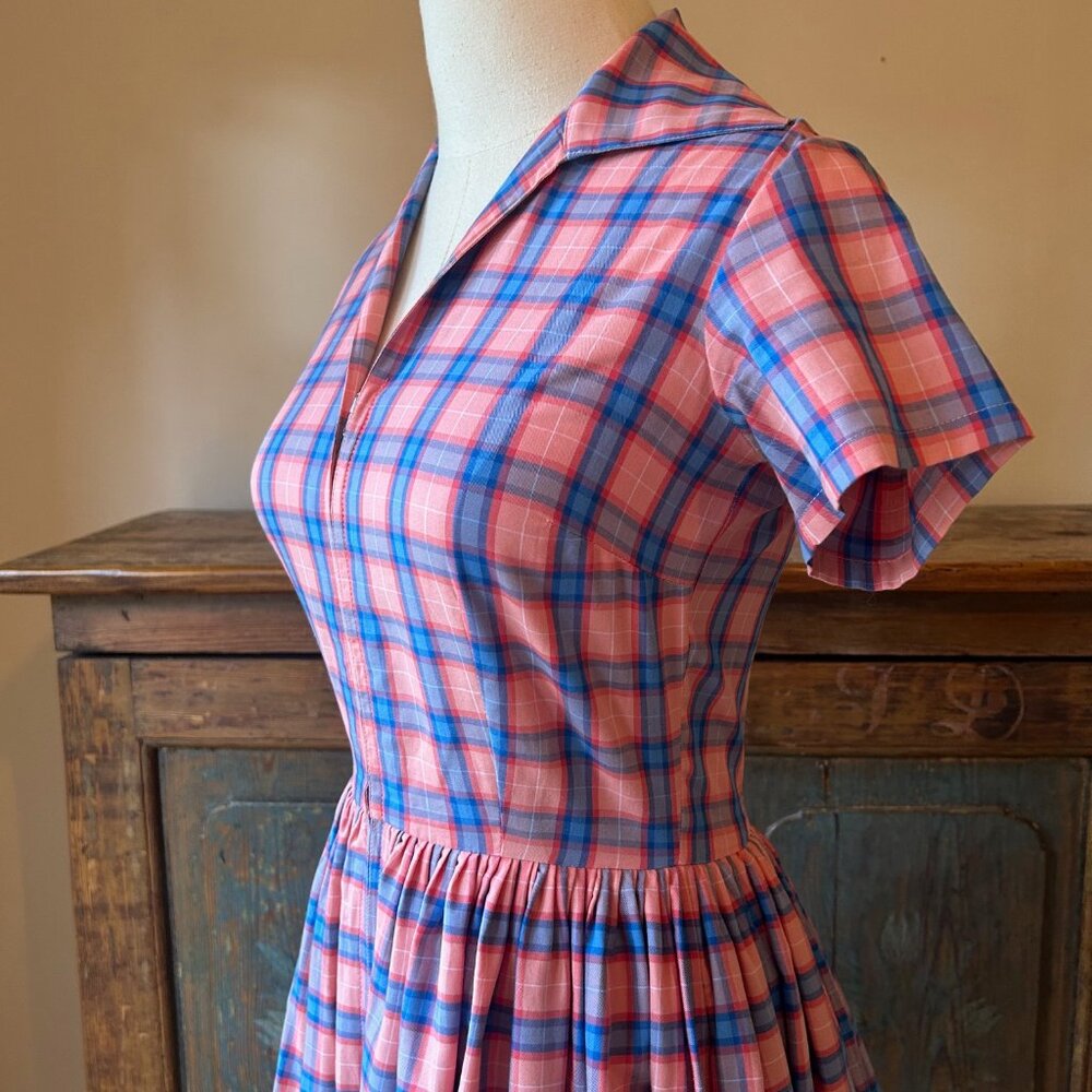 Bernie Dexter Pink and Blue Plaid Francis Dress - Picture 3 of 10